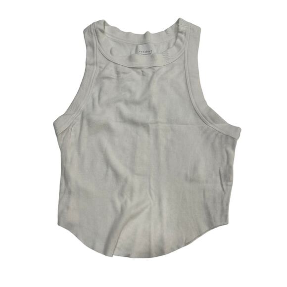M2-53 SUNDAYS We Are Sundays Women's Crop Tank Top Ribbed Raw Hem White XS - Picture 1 of 6
